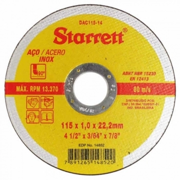 DISCO CORTE INOX STARRETT 4.1/2X1,6