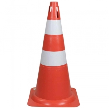 CONE SINALIZACAO LARANJA/BRANCO 75CM PLAST