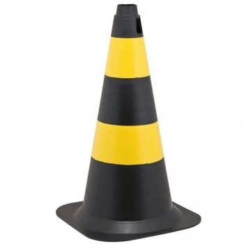 CONE SINALIZACAO PRETO/AMARELO 75CM PLAST