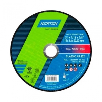 DISCO CORTE INOX NORTON 4.1/2\"1,6-CLA
