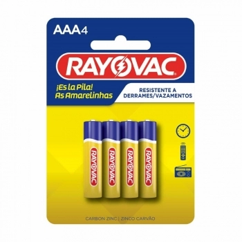 PILHA ZINCO AAA4 RAYOVAC AMARELINHA CARTELA C/4UN