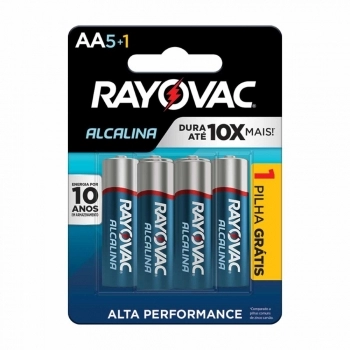 PILHA ALCALINA AA5+1 RAYOVAC LEVE 6 PAGUE 5 CARTELA