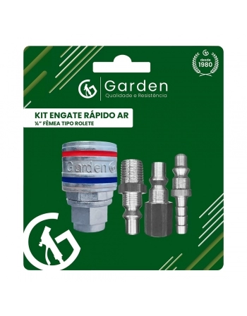 KIT ENGATE RAPIDO GARDEN P/AR FEMEA 1/4\\\\\\\" C/4 CROMADO (N)