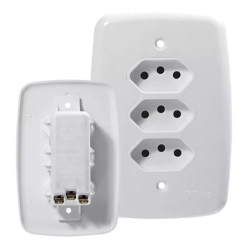 CONJ PLUZIE IDEA BCO 3 TOMA C/PLACA 10A 4201