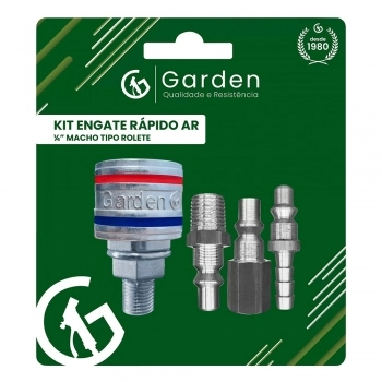 KIT ENGATE RAPIDO GARDEN P/AR MACHO 1/4\" C/4 CR REF 10410E