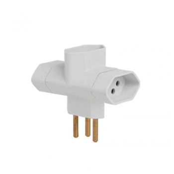 PINO ILUMI 3 SAIDAS TIPO 2P+T 10A 250V BCO REF 12270