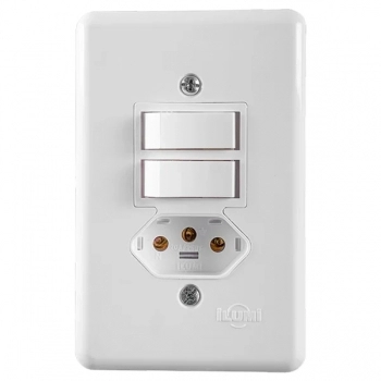 CJ ILUMI 2 INTER SIMPLES 6A C/TOMADA 2P+T 10A 250V STYLUS REF 20210