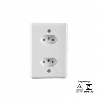 CJ ILUMI 2 TOMADAS 2P+T 10A 250V SEPARADAS MONOBLOCO STYLUS REF 201200