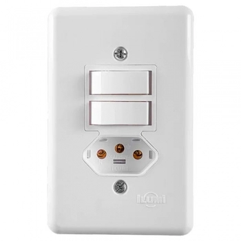 CJ ILUMI 2 INTER SIMPLES 6A C/TOMADA 2P+T 20A 250V STYLUS REF 20211