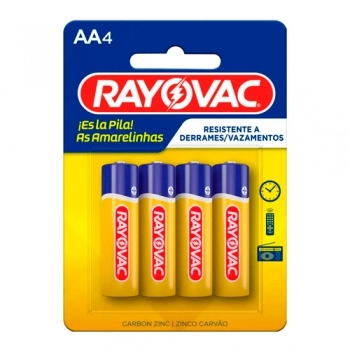 PILHA ZINCO AA4 RAYOVAC AMARELINHA CARTELA C/4 UN
