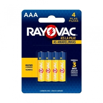 PILHA ZINCO AAA4 RAYOVAC AMARELINHA CARTELA C/4 UN