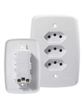 CONJ PLUZIE IDEA BCO 3 TOMA C/PLACA 10A 4201 (N)