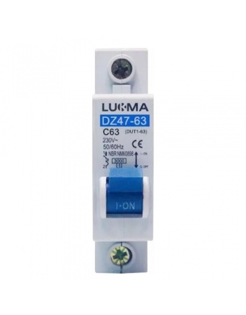 DISJUNTOR LUKMA (08) DIN UNIP 63A C REF 34009 (N)
