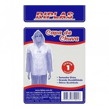 CAPA DE CHUVA RIPLAS DESCARTAVEL TRANSP TAM UNICO (N)