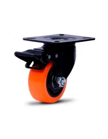 RODIZIO COLSON 210 CHAPA GIRAT FREIO 50MM 50KG LARANJA (N)