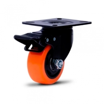 RODIZIO COLSON 210 CHAPA GIRAT FREIO 50MM 50KG LARANJA (N)