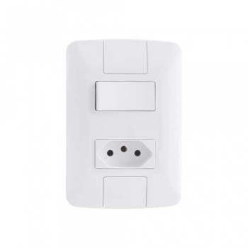 CONJ TRAMONTINA ARIA BCO 1 INTER SIMPLES 6A + TOM 2P+T 10A A 250V 4X2 REF 57241064 (N)