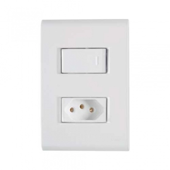 CONJ TRAMONTINA LIZ BCO 1 INTER SIMPLES 10A + TOM 2P+T 10A A 250V 4X2 REF 57170264 (N)