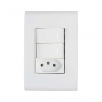 CONJ TRAMONTINA LIZ BCO 2 INTER SIMPLES 10A + TOM 2P+T 20A A 250V 4X2 REF 57170071 (N)
