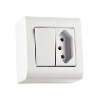 CONJ TRAMONTINA LIZFLEX BCO 1 INTER SIMPLES 10A + TOM 2P+T 10A A 250V REF 57304013 (N)