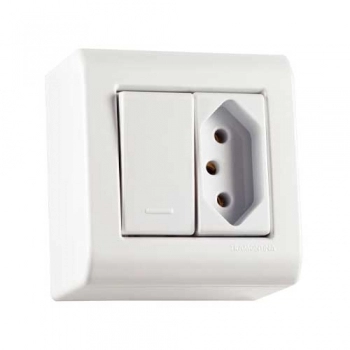 CONJ TRAMONTINA LIZFLEX BCO 1 INTER SIMPLES 10A + TOM 2P+T 20A A 250V REF 57304020 (N)