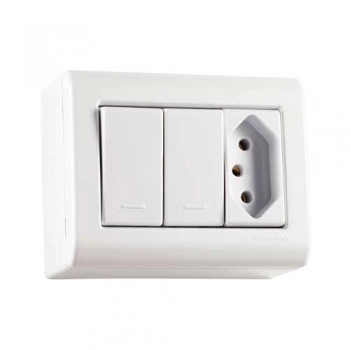 CONJ TRAMONTINA LIZFLEX BCO 2 INTER SIMPLES 10A + TOM 2P+T 10A A 250V REF 57304022 (N)