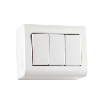 CONJ TRAMONTINA LIZFLEX BCO SOBREPOR 3 INTER SIMPLES 10A A 250V REF 57304021 (N)