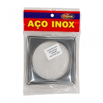 PORTA RALO QUADRADA 100 MM AÇO INOX