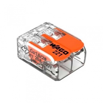 CONECTOR WAGO EMENDA 2P TRANSP 0,14/4MM REF 2210412 (N)