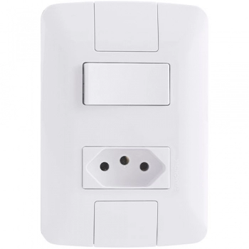 CONJ TRAMONTINA ARIA BCO 1 INTER SIMPLES 6A + TOM 2P+T 20A A 250V 4X2 REF 57241044 (N)