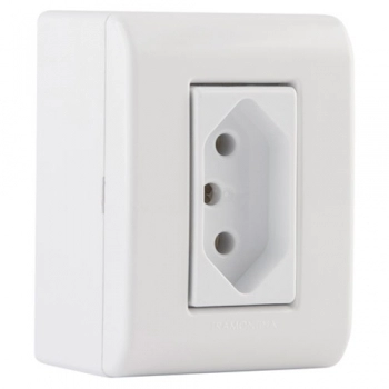 CONJ TRAMONTINA LIZFLEX BCO SOBREPOR 1 TOMADA 2P+T 20A A 250V REF 57304003 (N)